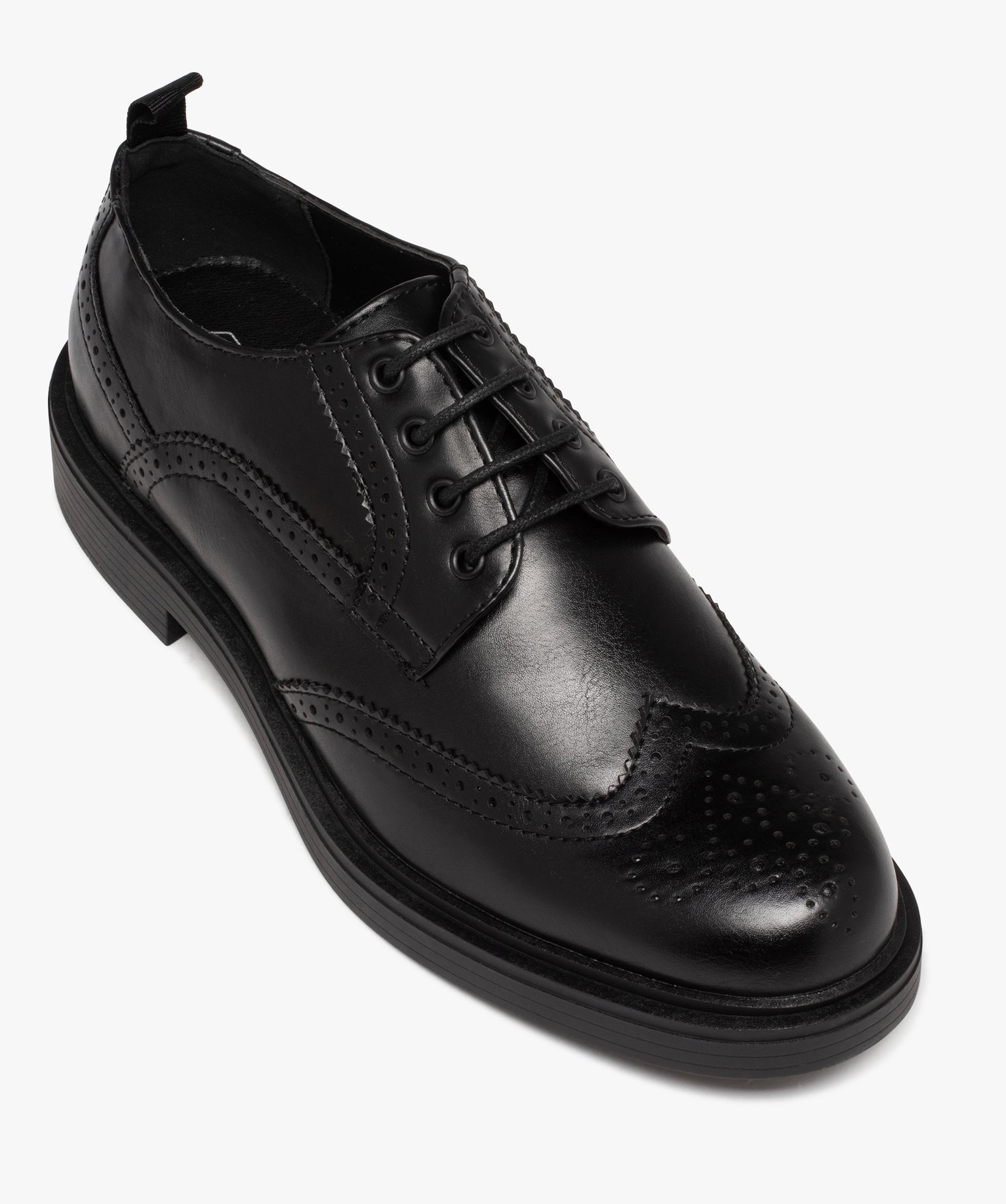 Derbies homme unis à bout fleuri noir | GEMO