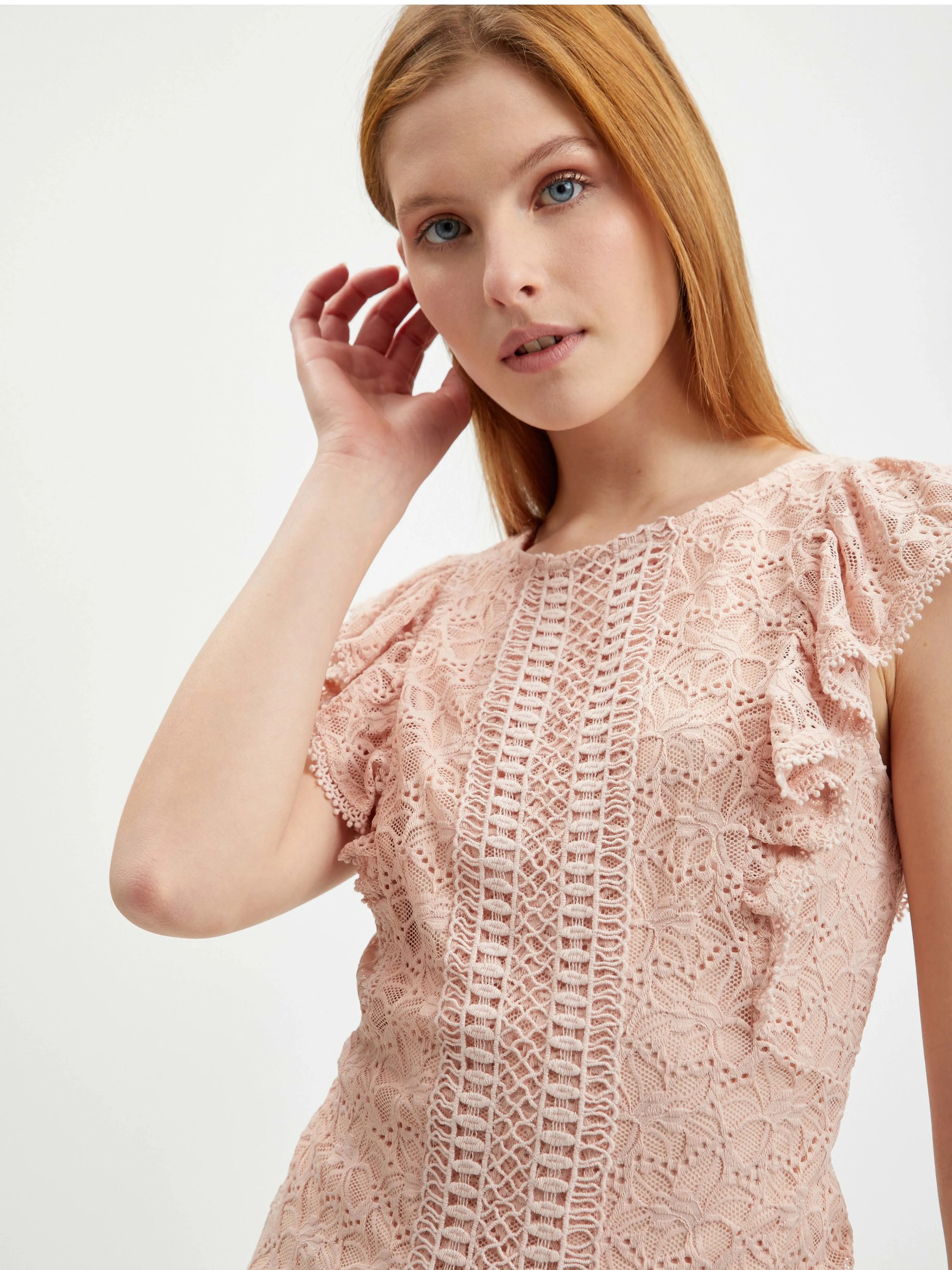 Hellrosa Damen-Spitzenbluse ORSAY