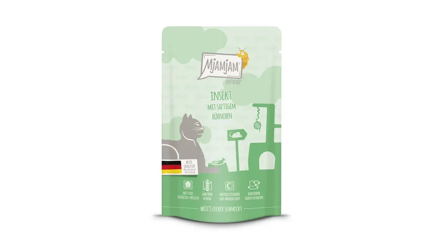 MjAMjAM Katzennassfutter Quetschie Insekt mit saftigem Hühnchen 125 g
