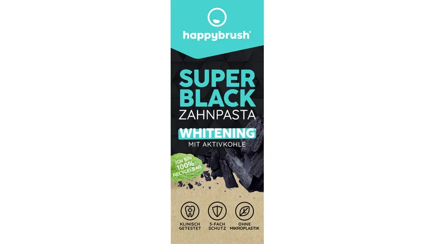 happybrush Zahncreme Super Black Whitening Remineralisierung 75 ml