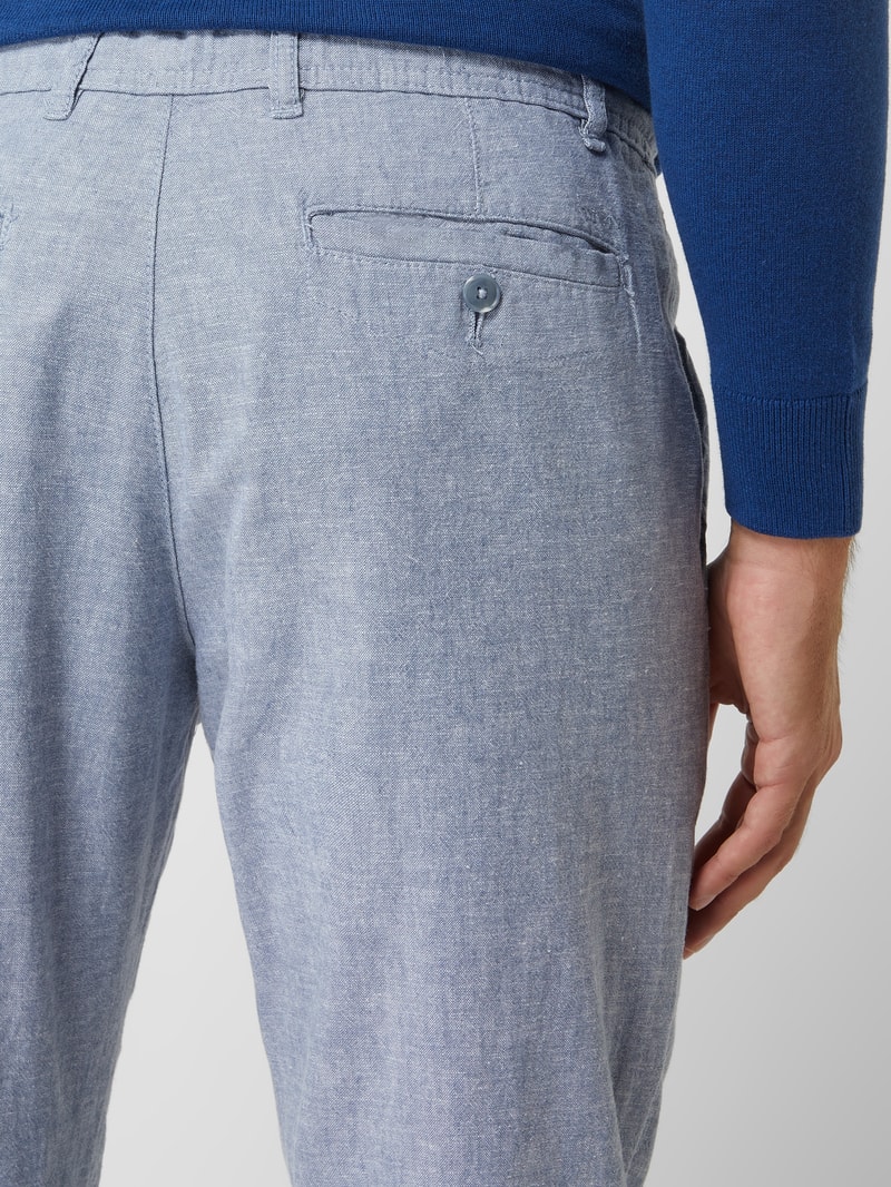 Regular Fit Hose aus Leinenmischung in bleu