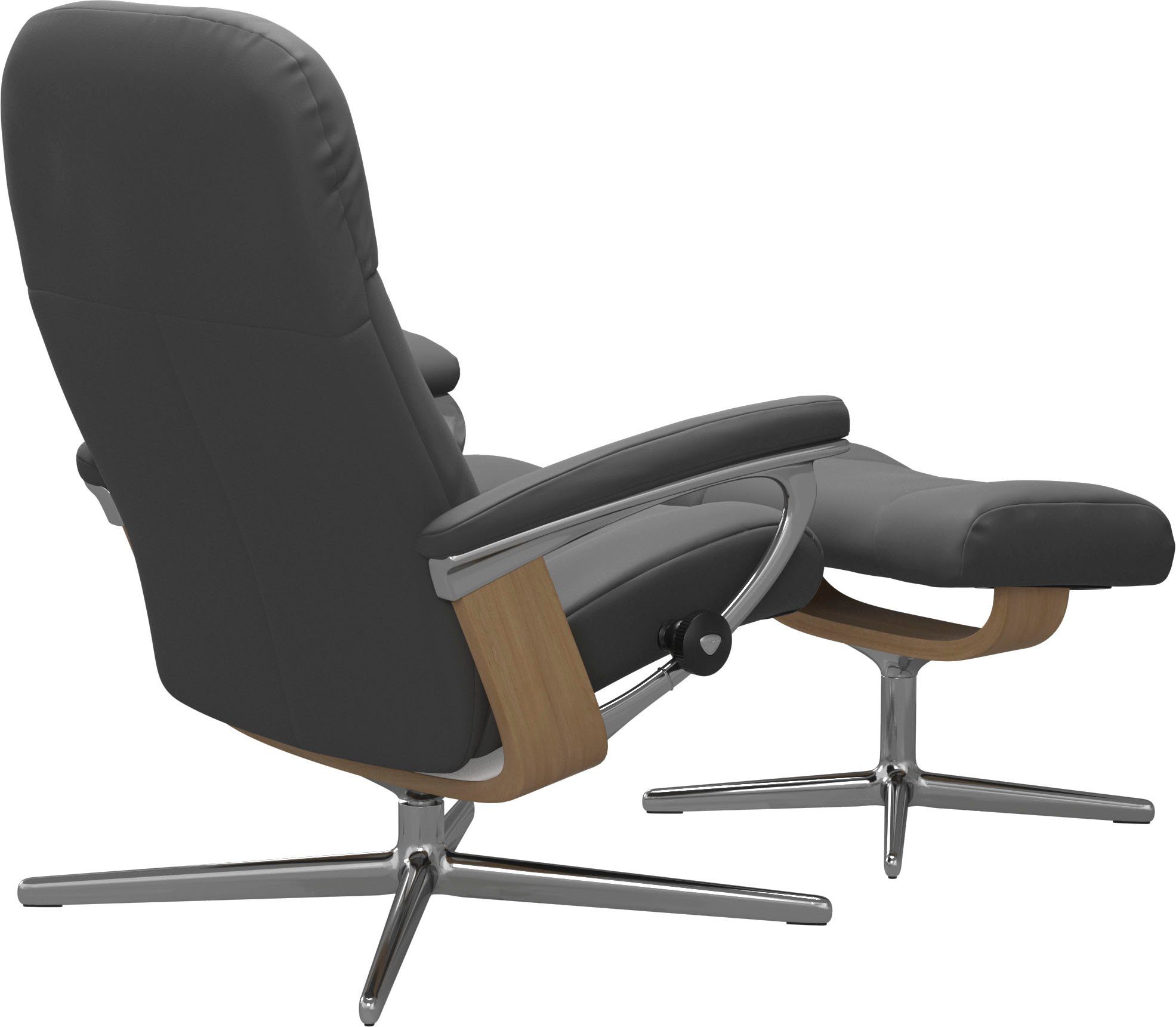Stressless® Relaxsessel Garda (Set, Relaxsessel mit Hocker), mit Hocker, mit Cross Base, Größe M & L, Holzakzent Eiche