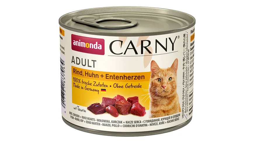 ANIMONDA Katzennassfutter Carny Adult Rind, Huhn + Entenherzen 200 g