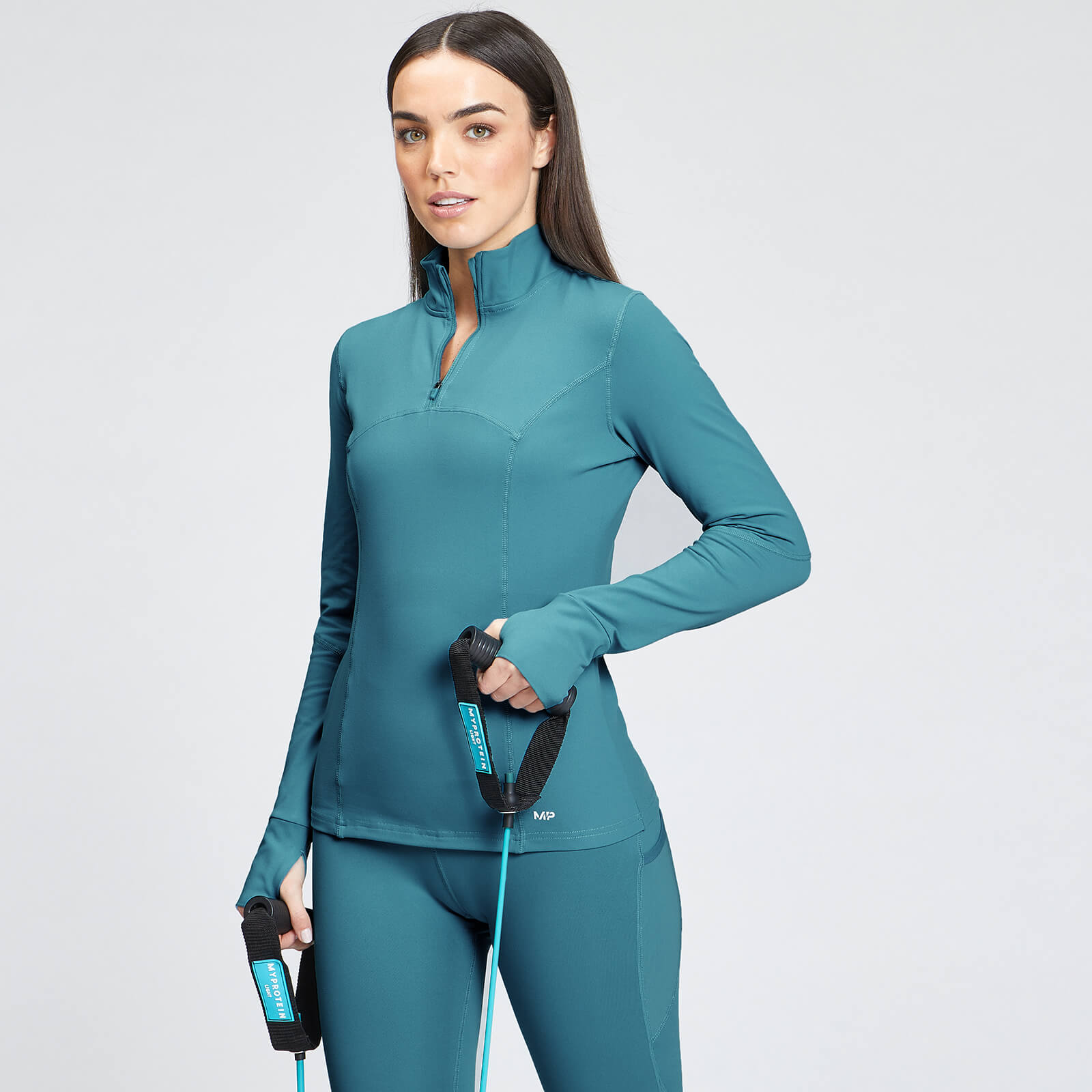 Haut à fermeture éclair ¼ MP Power pour femmes – Bleu océan