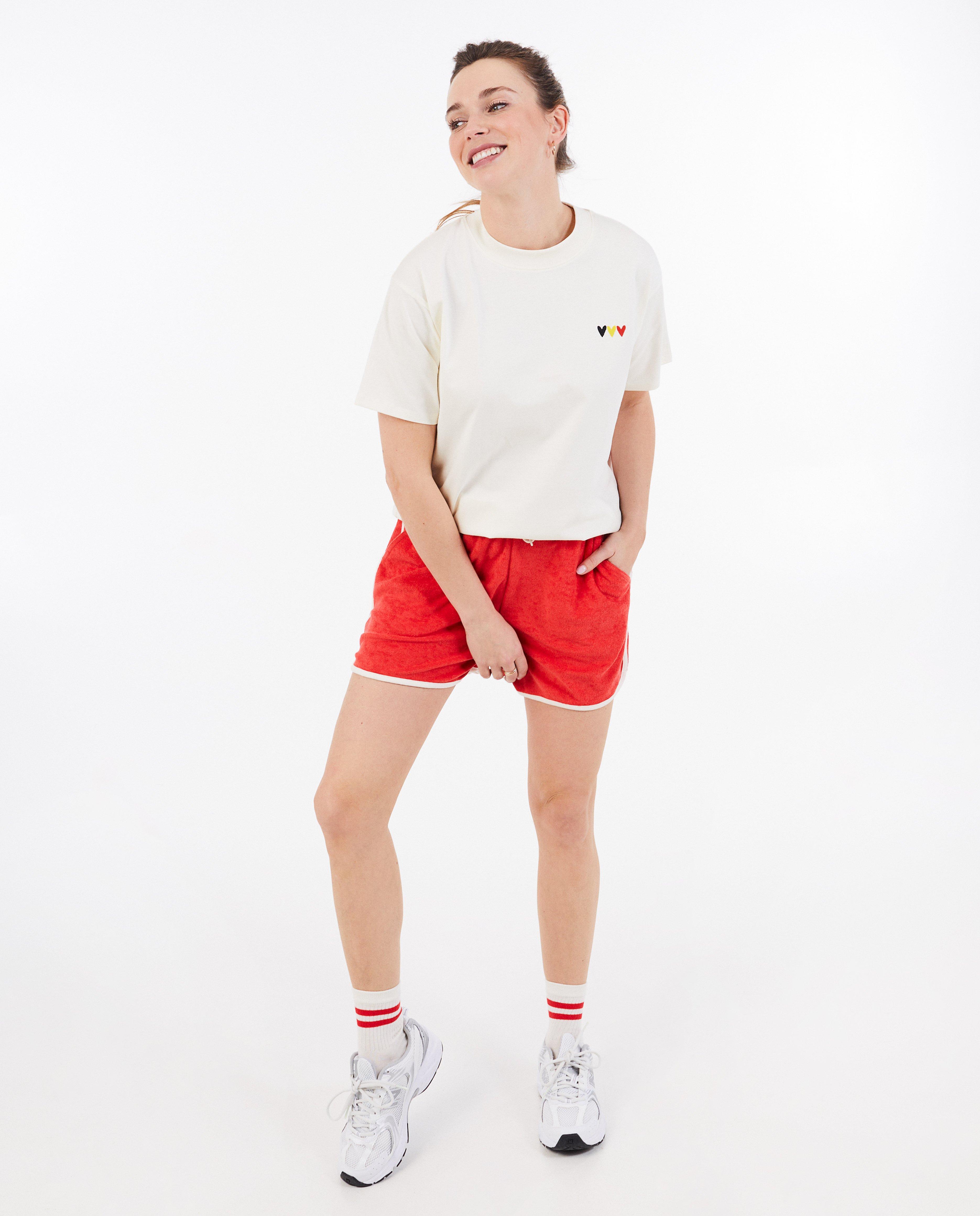 Tricou Familystories cu imprimeu cu inimă, colecția Supporters, alb pentru femei
