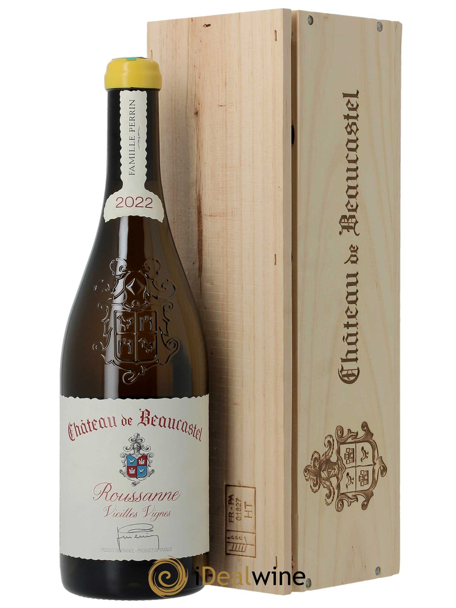 Châteauneuf-du-Pape Château de Château de Beaucastel Vieilles vignes Roussanne Famille Perrin  2022 - Lot de 1 Bouteille