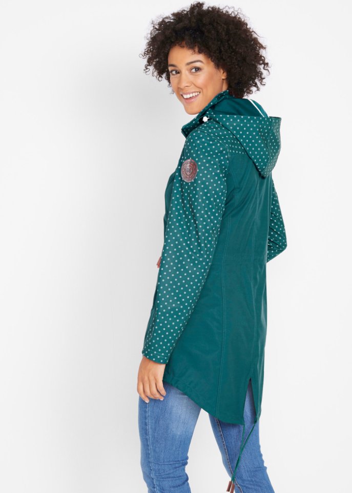 Bedruckte Softshelljacke, schlanker Schnitt, wasserabweisend