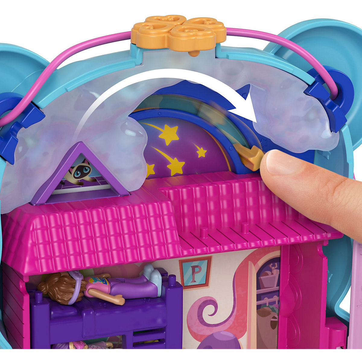Polly Pocket Sleepover Teddybär-Tasche, inkl. 2 Figuren & Zubehör