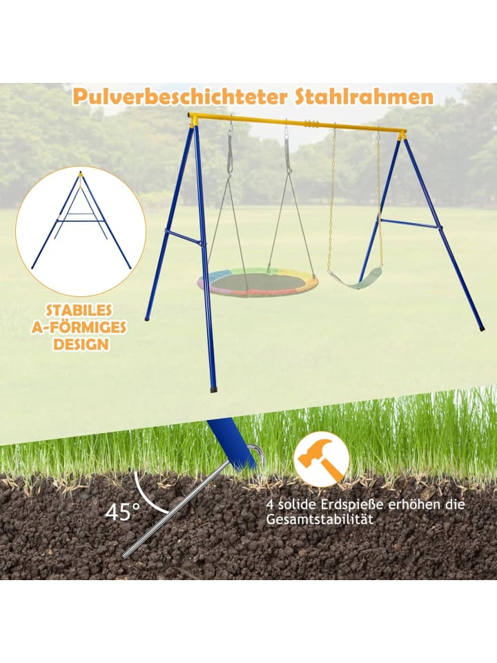 COSTWAY Doppelschaukel mit Gestell in Bunt günstig kaufen onesize