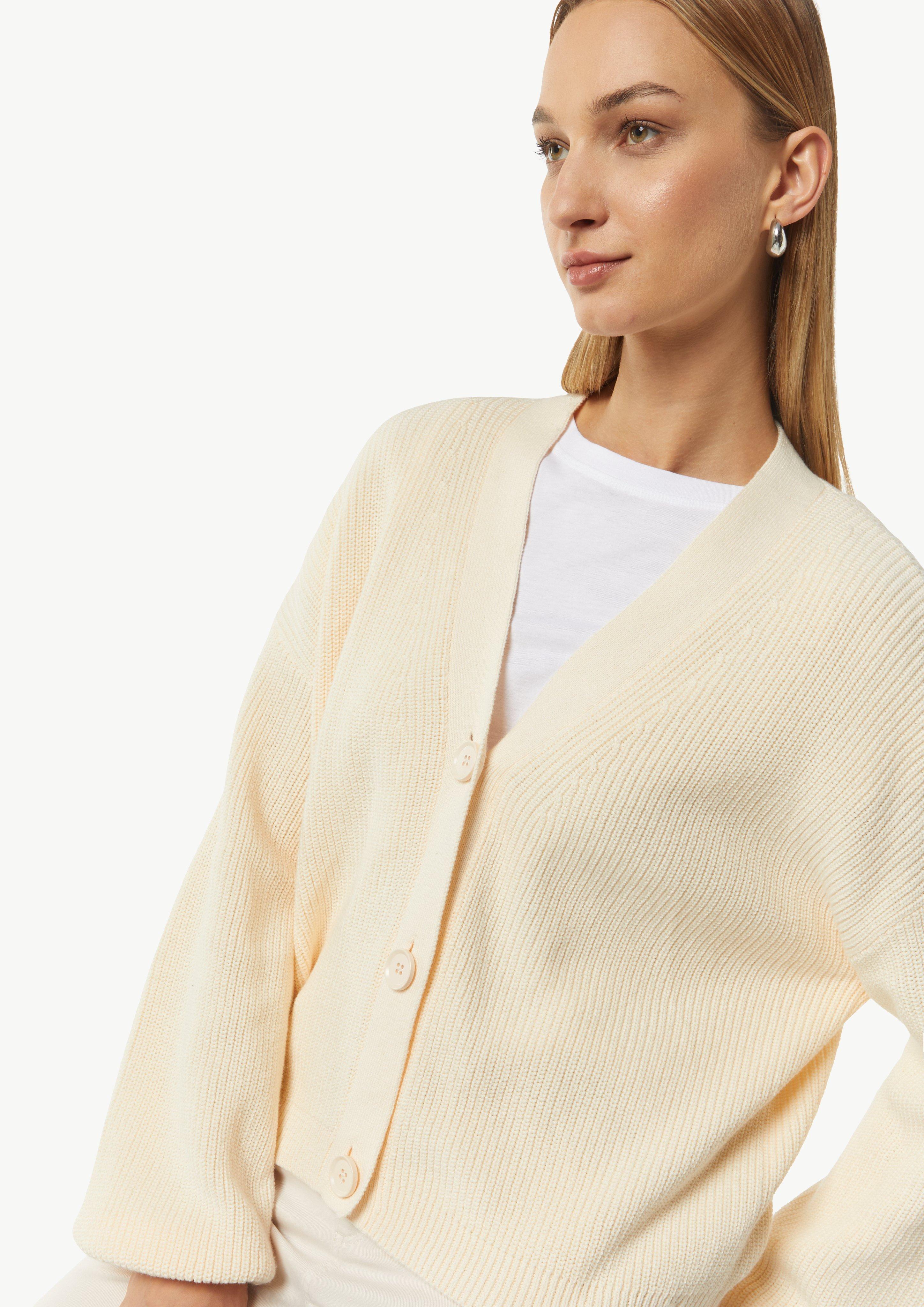 Strukturierter Cardigan mit überschnittenen Schultern - creme