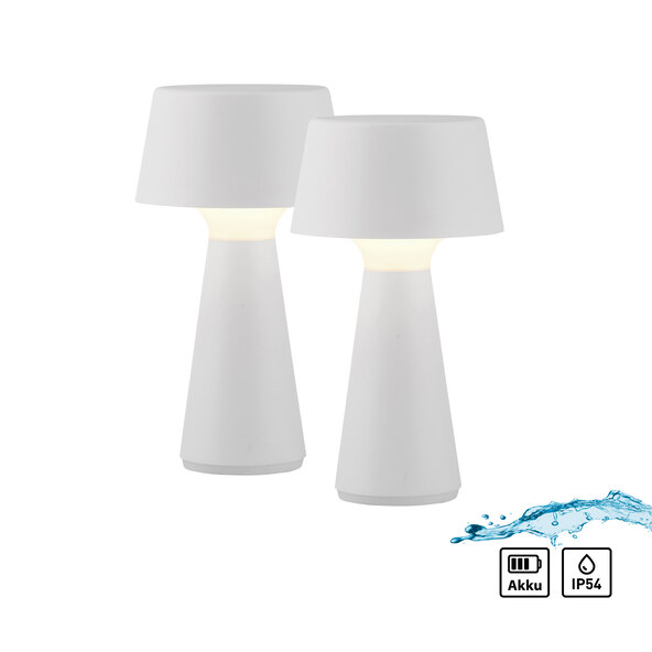 LED-Akku-Tischleuchte Lepa, 2er Set, weiß