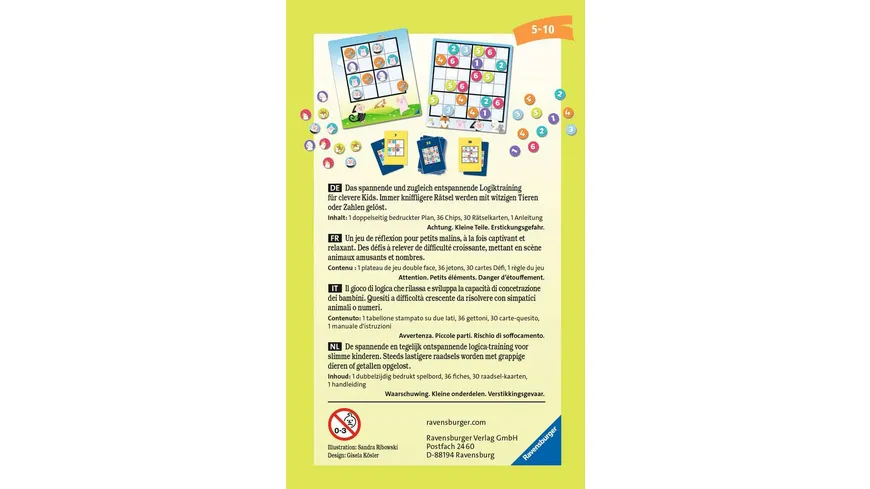 Ravensburger Spiel - Kids Sudoku - Logikspiel für ein Kind von 5 bis 10 Jahren