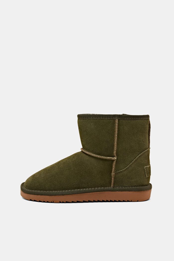 Veloursleder-Boots mit Kunstfellfutter