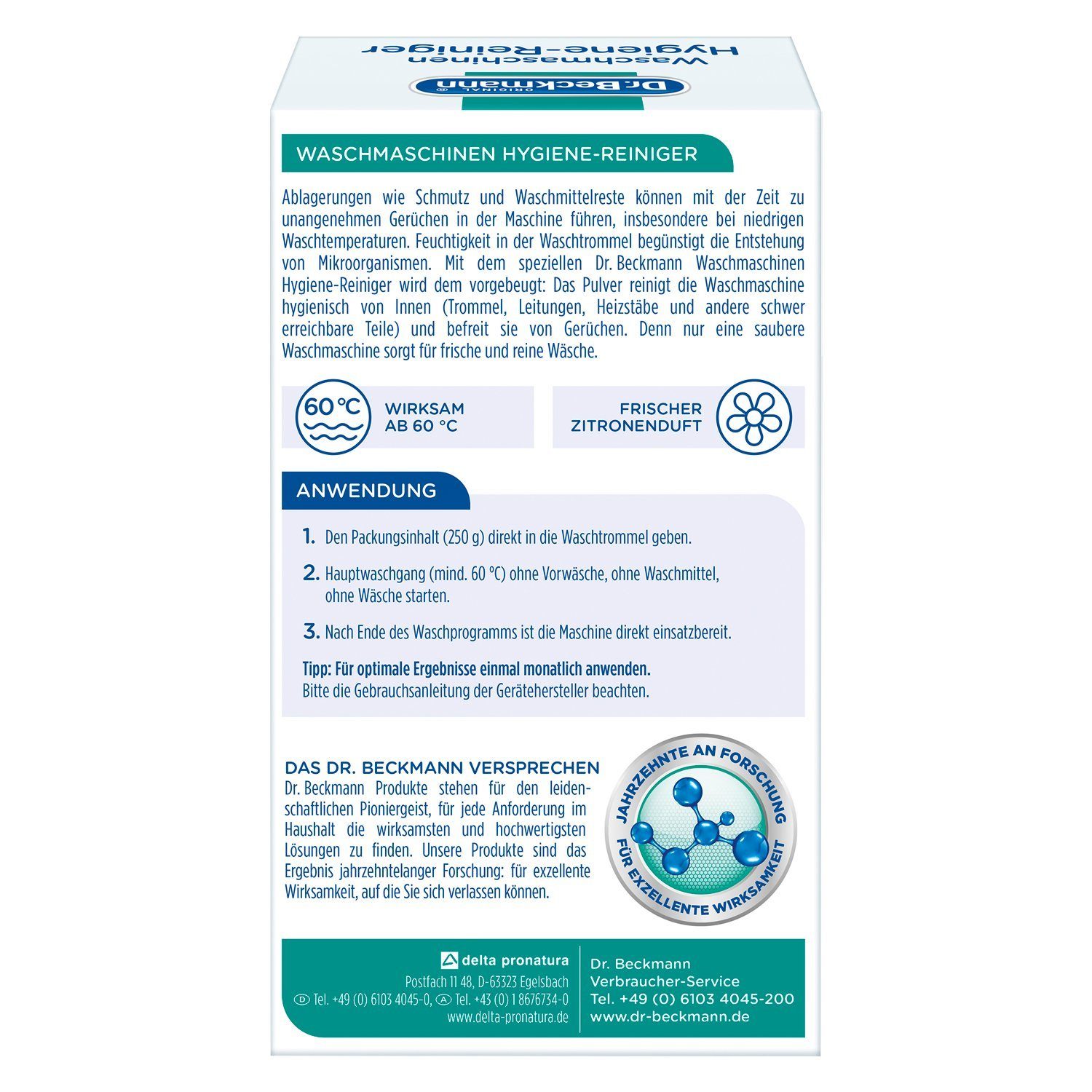 Dr. Beckmann Waschmaschinen Hygiene-Reiniger, Maschinenreiniger, 1x 250 g Waschmaschinenpflege (1-St)