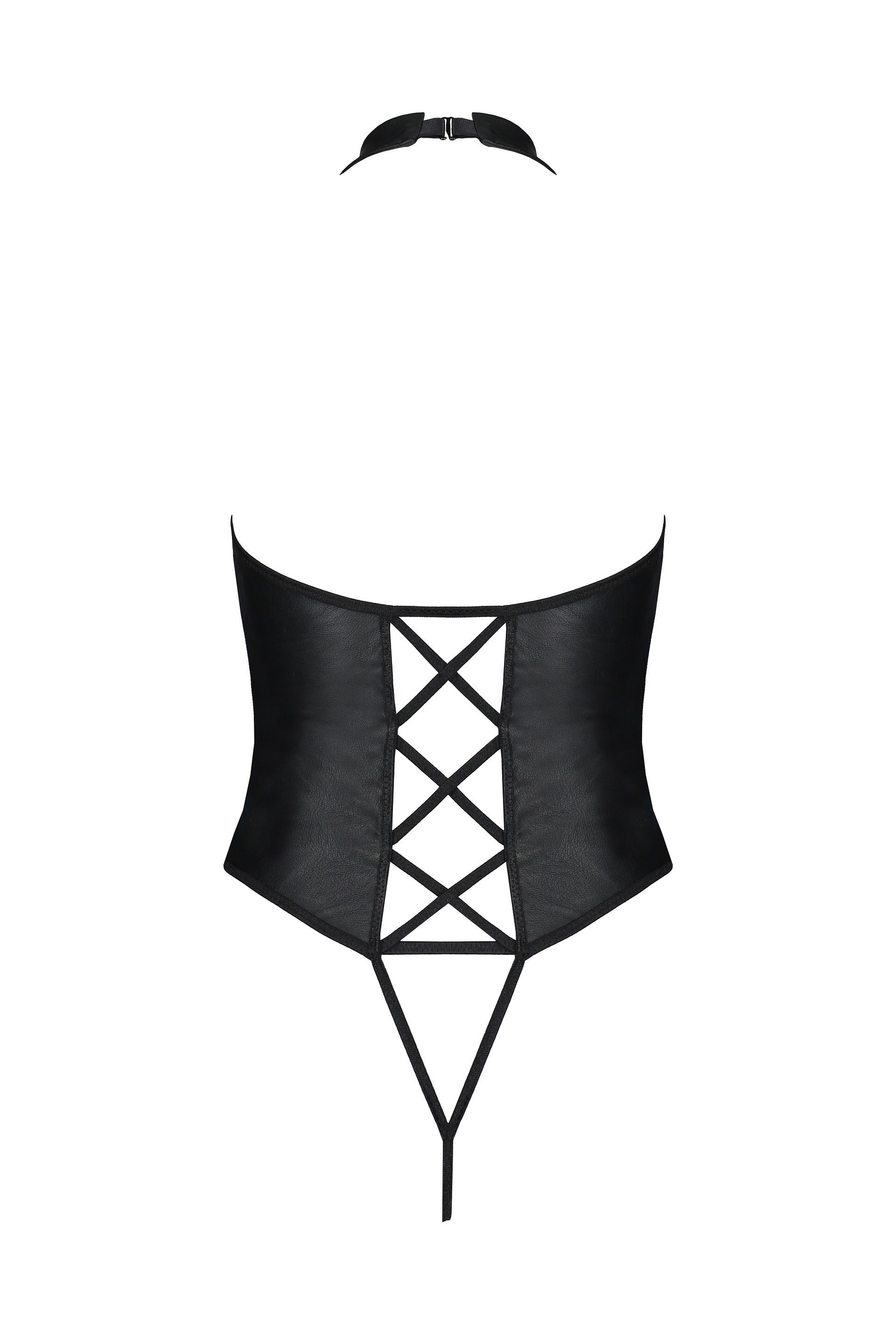 Passion Body Ouvert-Body Nancy schwarz Wetlook Kunstleder mit Riemen