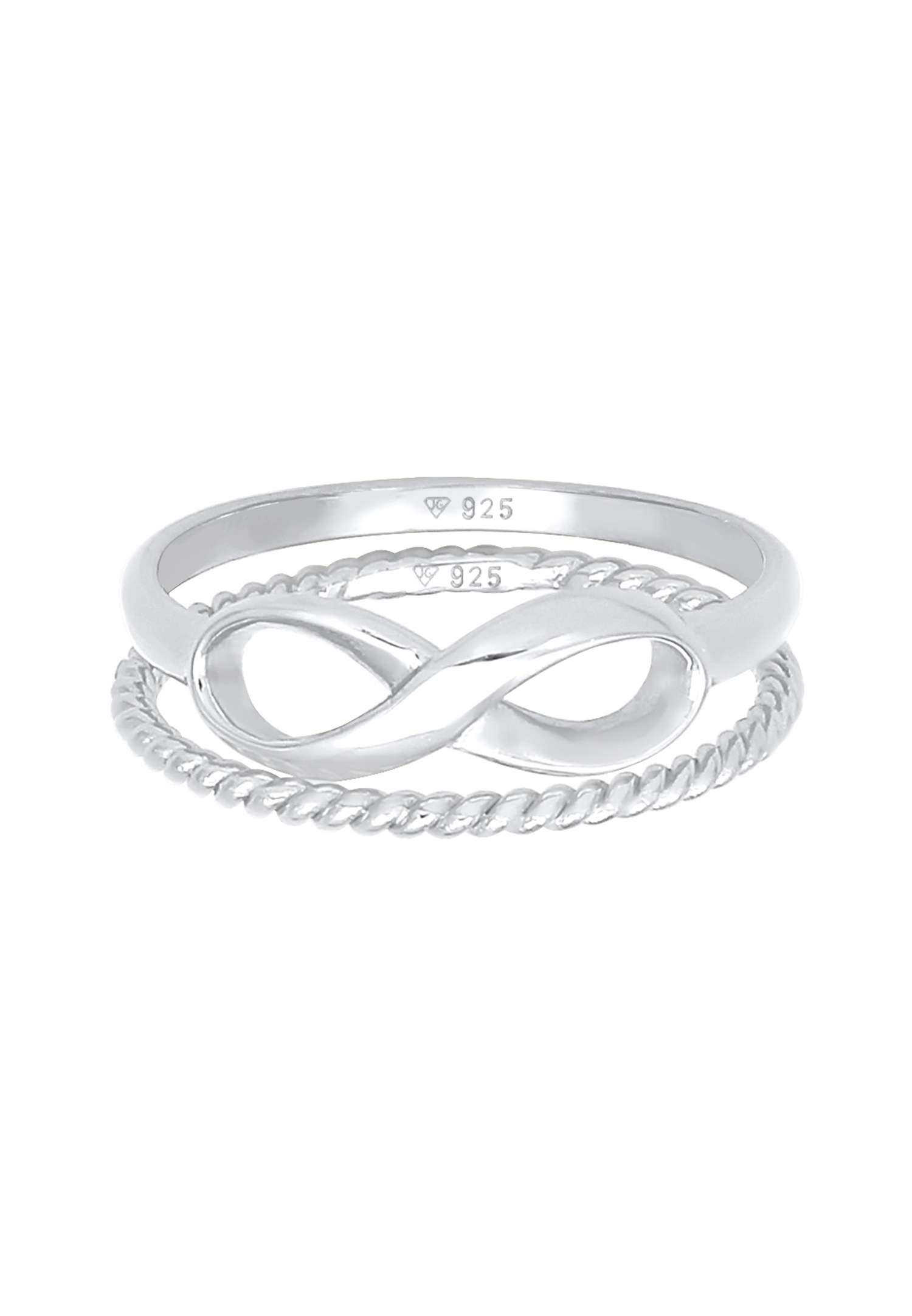 Anello da donna Elli Duo Infinity Twisted Basic Trend Blogger a strati in argento sterling 925