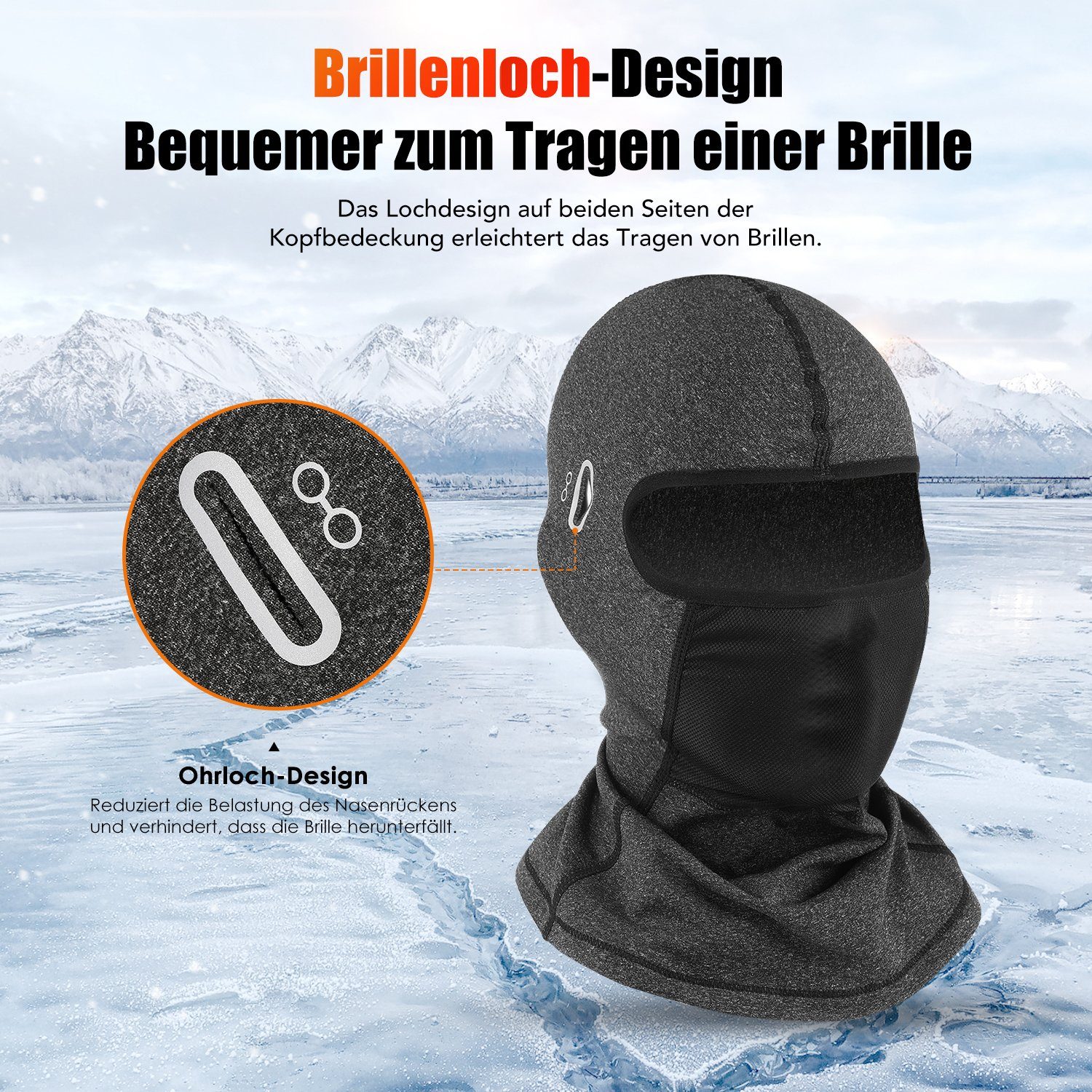LETGOSPT Sturmhaube Fahren Winddicht Warm Gesichtshaube Einheitsgröße Herren/Damen (Herbst Winter Balaclava) für Outdoorsports Radfahren, Snowboarden, Skifahren, Motorrad