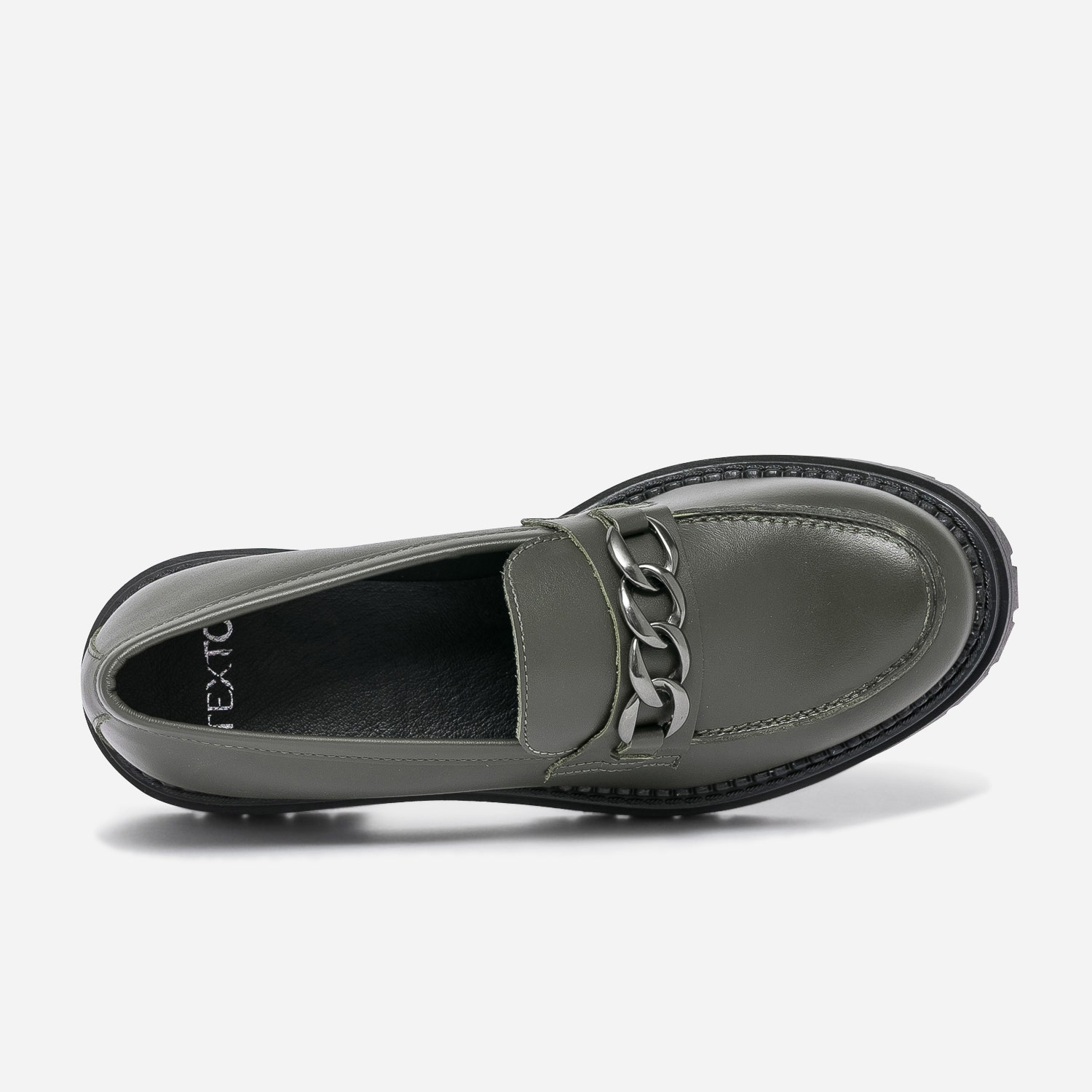 Mocassin TEXTO kaki en cuir à semelle épaisse
