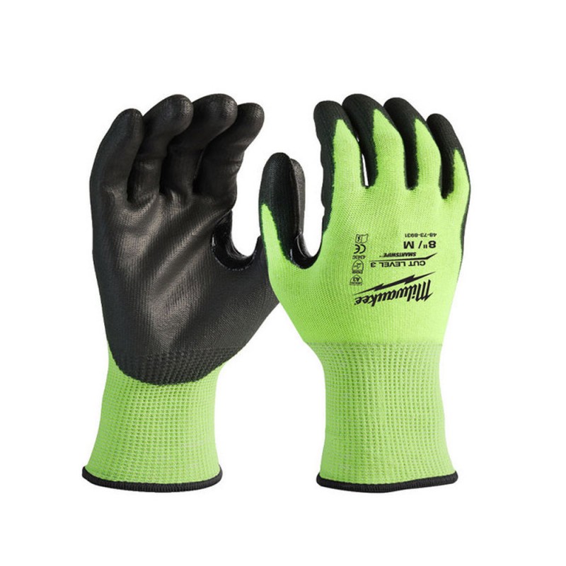 Guantes de trabajo de alta visibilidad Milwaukee Accessories 4932478131, clase de corte 3/C - M/8 - 1 par
