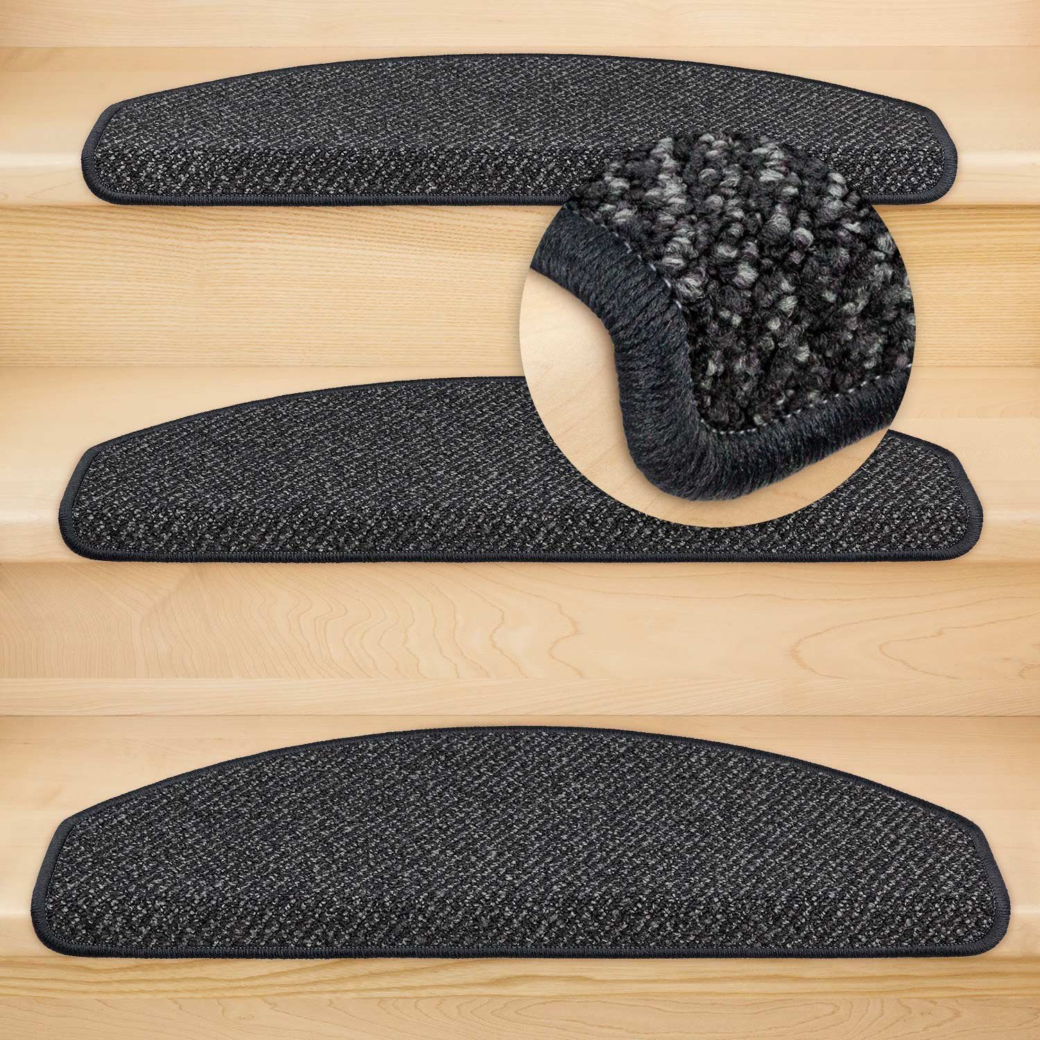 Stufenmatte Stufenmatten Vorwerk Lord Halbrund SparSet Anthrazit 15 Stück, Metzker®, halbrund, Höhe: 8 mm, 15 Stück im Set - Anthrazit