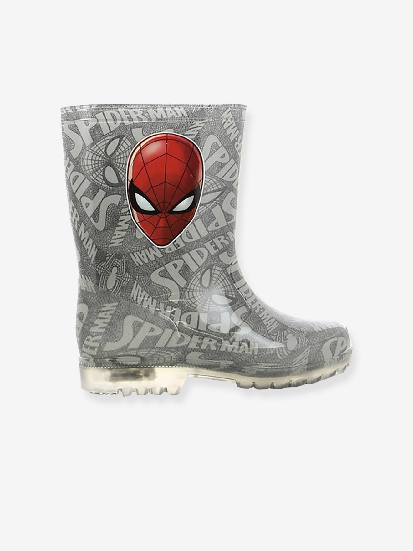 Bottes de pluie semelle lumineuse Spiderman® gris clair imprime
