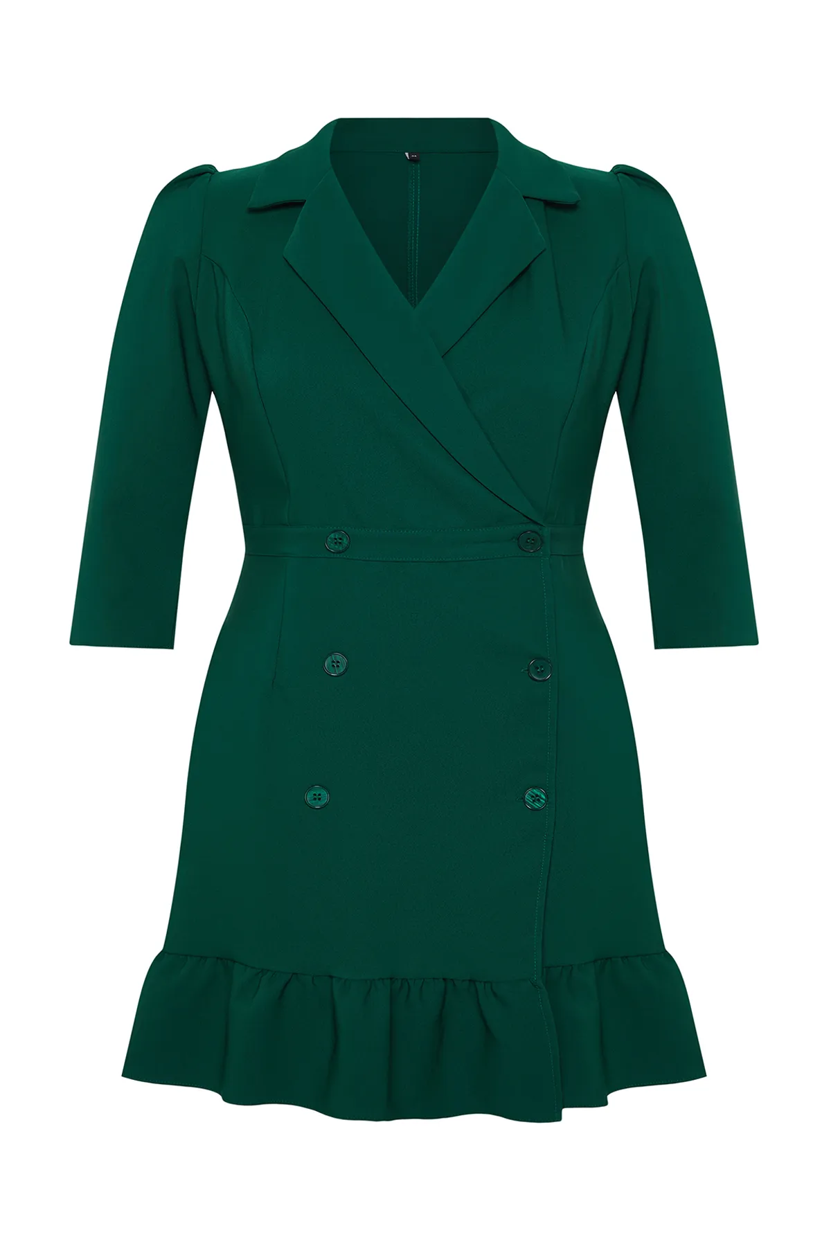 Trendyol Curve  Smaragdgrünes Mini-Jackenkleid mit Dreiviertelärmeln - TBBAW23AH00042