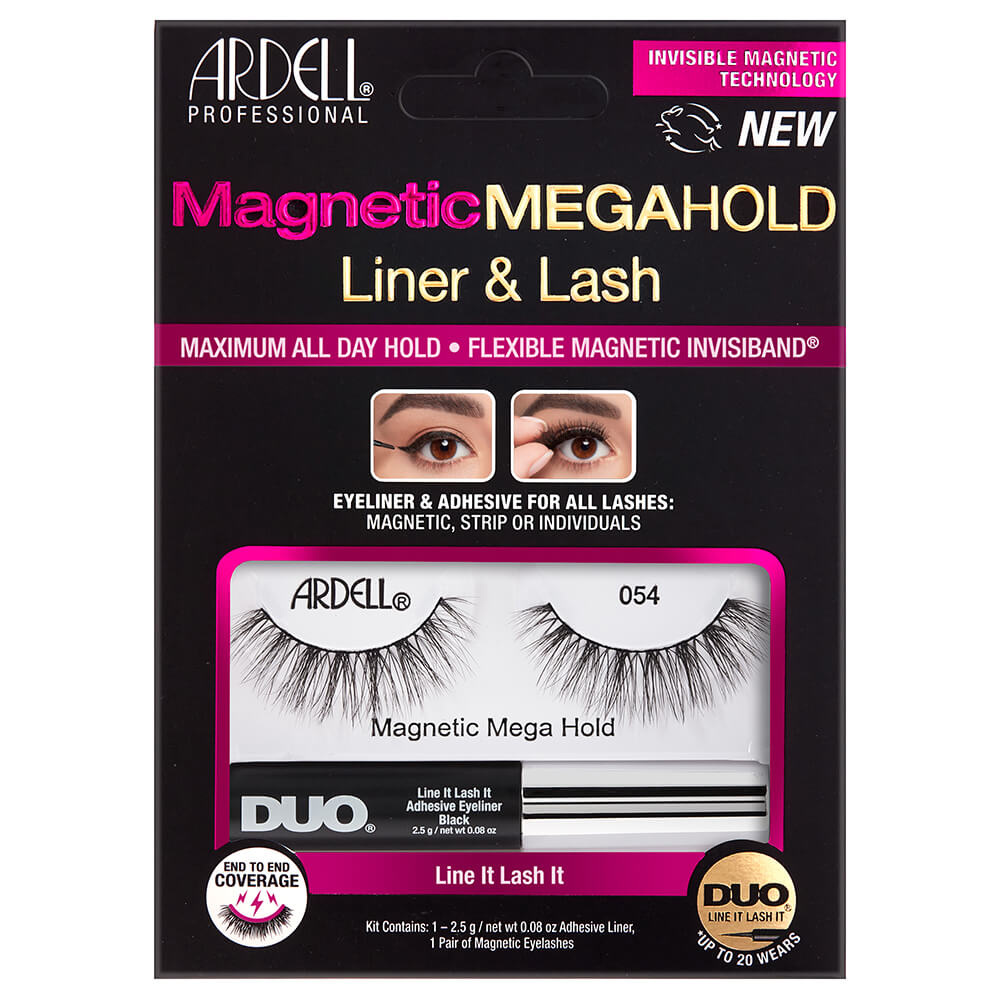 Ardell Faux-Cils Magnétique MegaHold n°54 aveccolle/feutre eyeliner Duo 2,5g Faux-Cils Magnétiques en frange réutilisables, avec colle/feutre eyeliner inclus