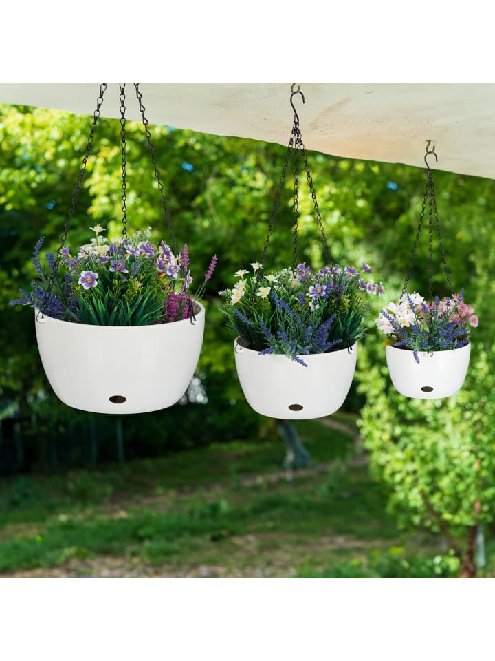 relaxdays 3-tlg. Blumenampel Set in Weiß günstig kaufen onesize