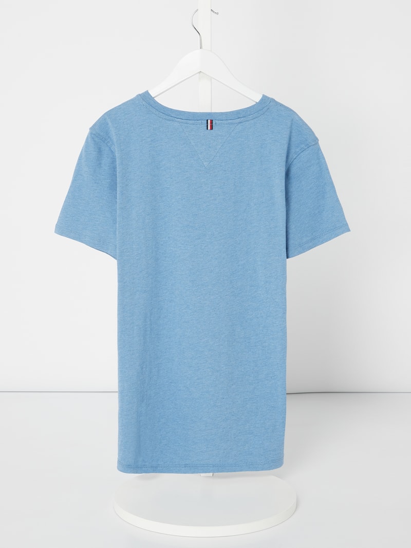 T-Shirt mit Logo-Stickerei in hellblau