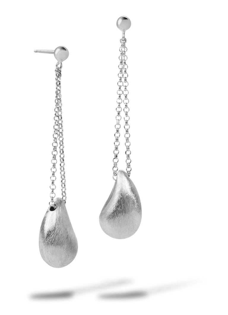 Casa Jewelry Drop Satin silver stud earrings