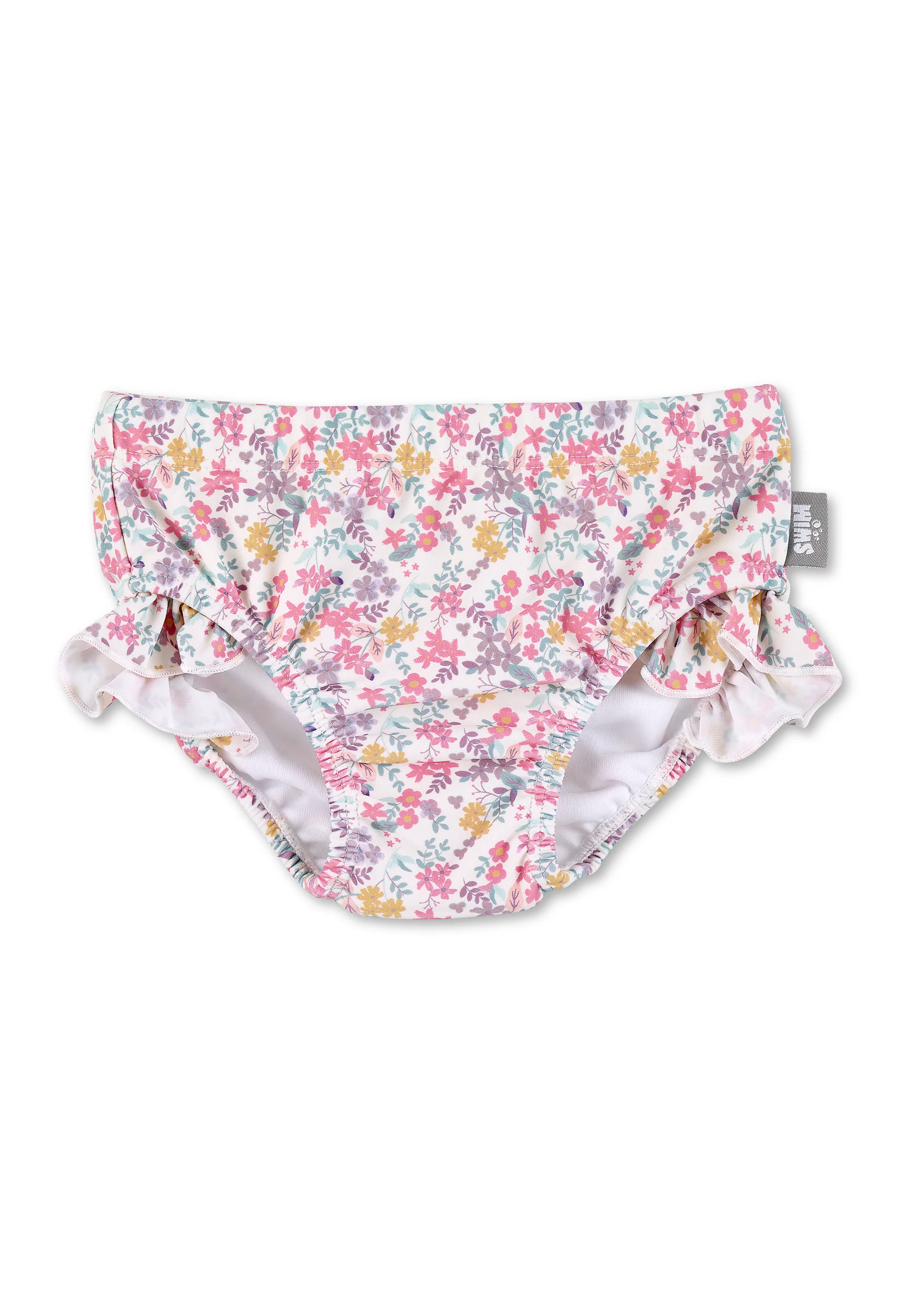 Kinder Badehose bedruckt mit Blumen in ecru