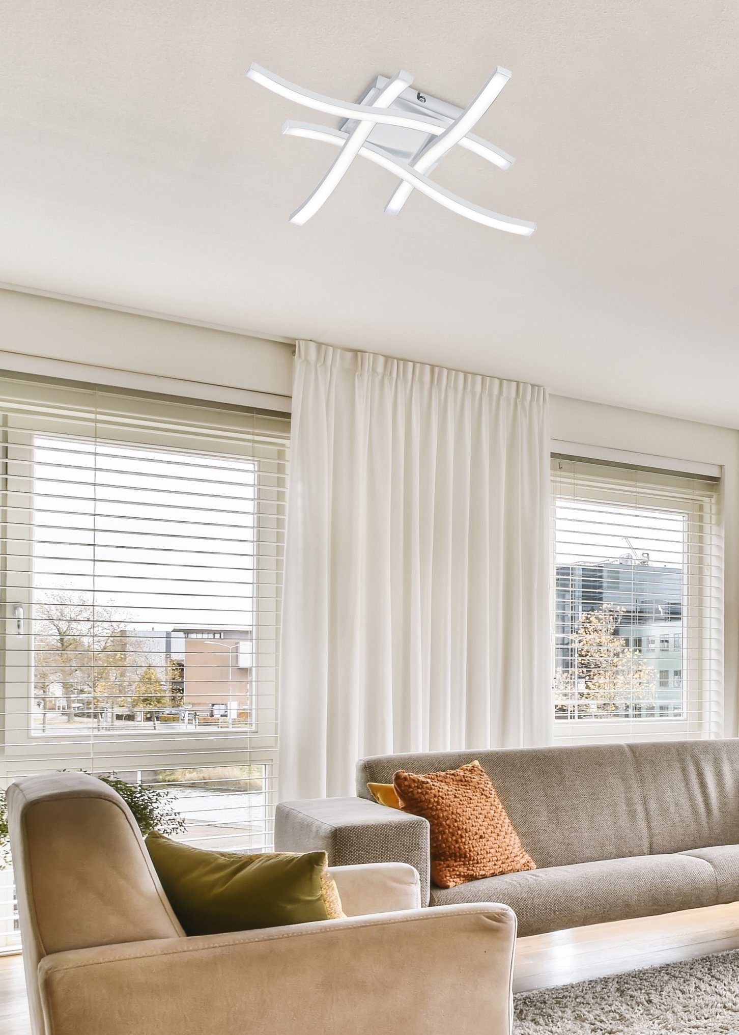 TRIO Leuchten LED Deckenleuchte Route, LED fest integriert, Warmweiß, moderne Deckenlampe 4-flammig, LEDs mit 4x 500 Lumen