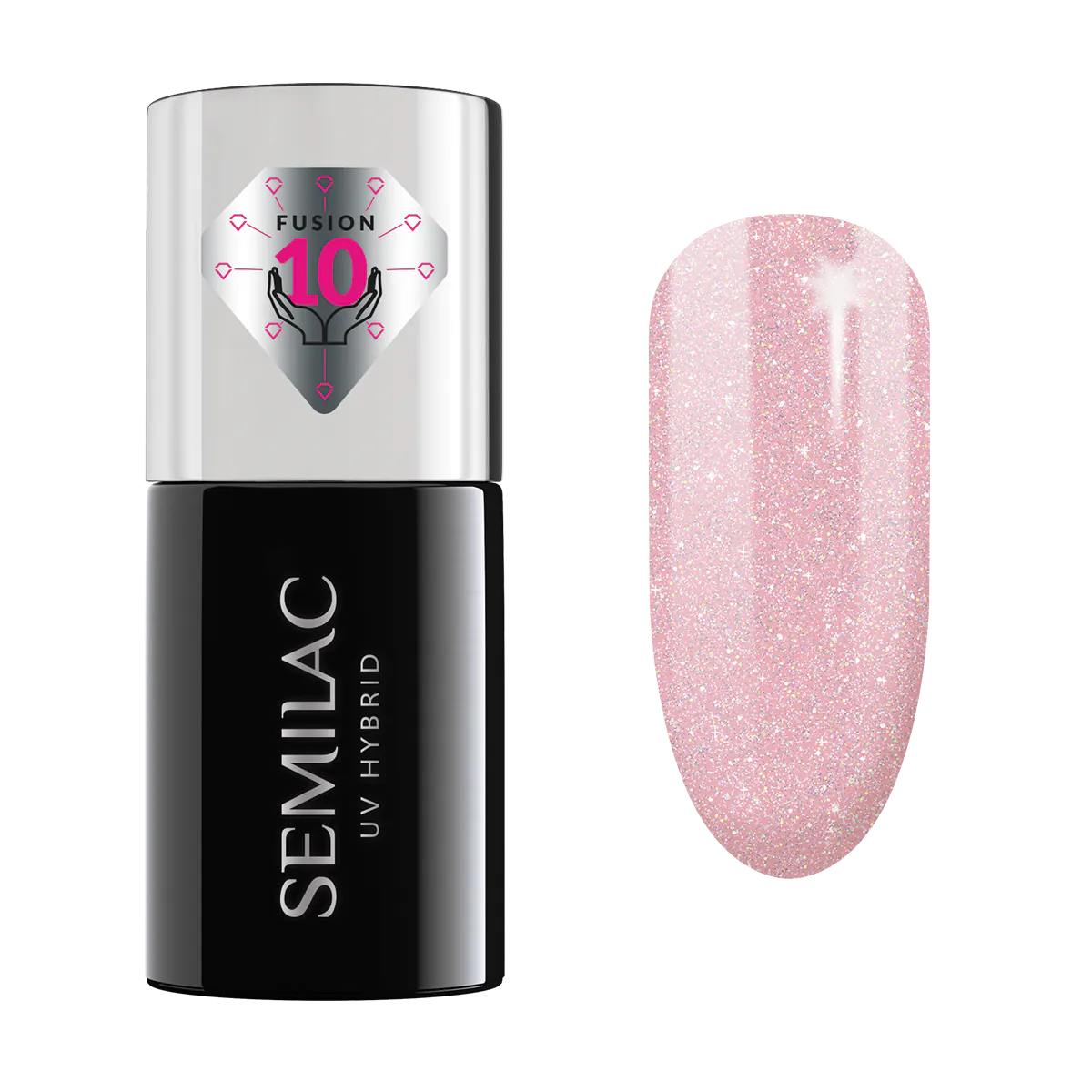 Semilac Extend Care 5in1 Υβριδικό Βερνίκι Νυχιών 805 Glitter Dirty Nude Rose
