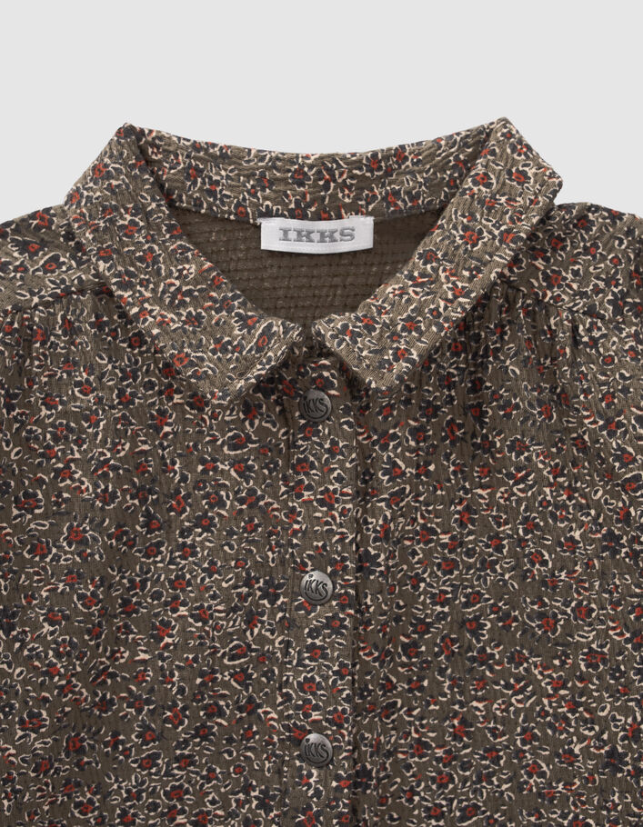 Blouse kaki imprimé léopard floral bébé fille