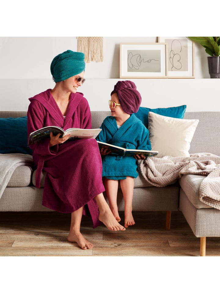 REDBEST Frottier Unisex-Bademantel mit Kapuze Chicago in fuchsia günstig kaufen
