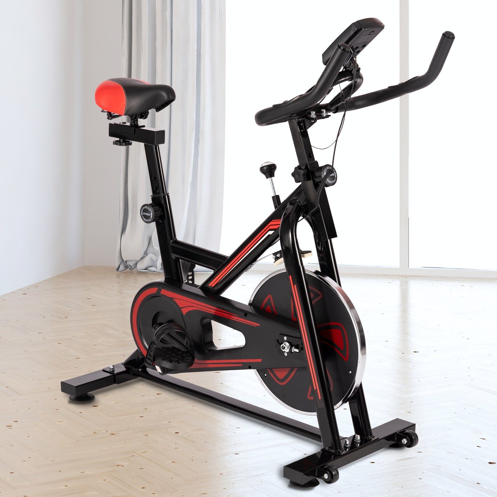 VENDOMNIA Heimtrainer Fitnessbike mit LCD Display (Pulsmesser, Sitz und Griff verstellbar, max 120 kg), Fahrrad, Fahrradtrainer, Fitnessfahrrad, Indoor Cycling Bike