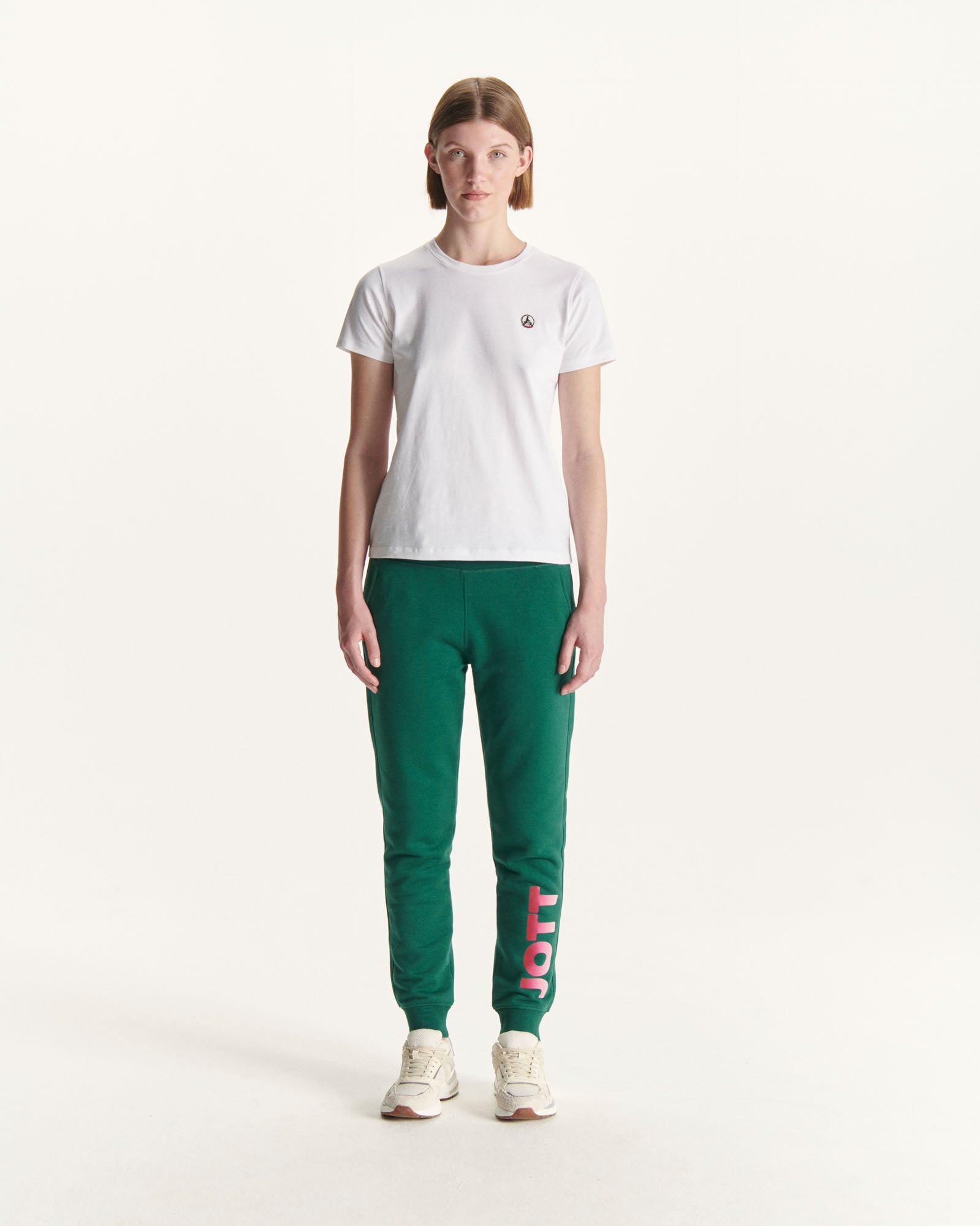 T-shirt à col rond femme en coton biologique Blanc Rosas