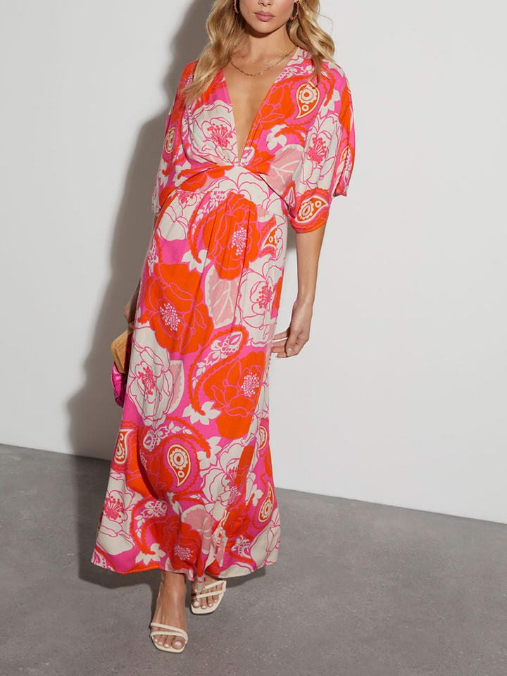 Milan Kiss Kleid in Orange/ Creme günstig kaufen