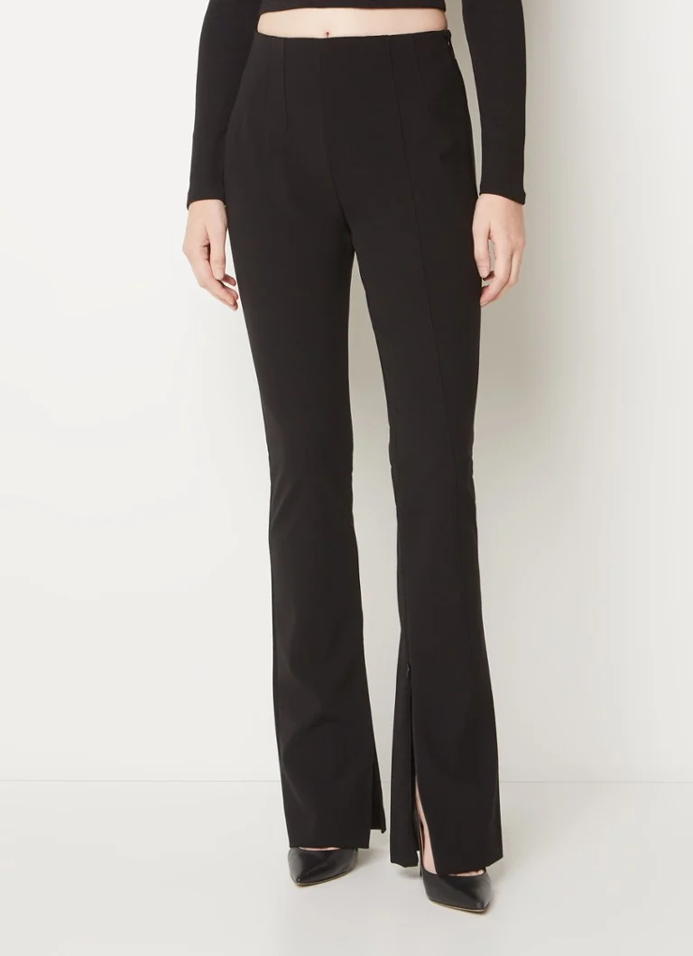 HUGO BOSS Helifa mid waist flared fit trousers with zipper detail