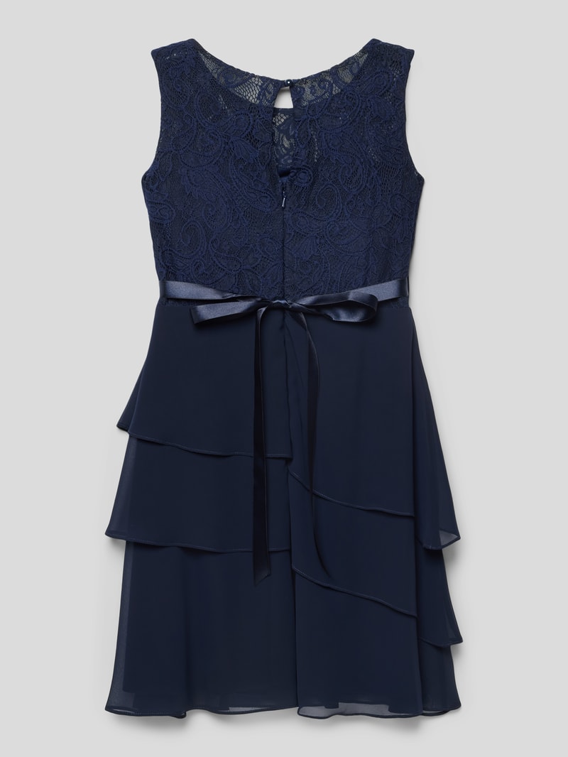Kleid mit Spitzenbesatz in marineblau
