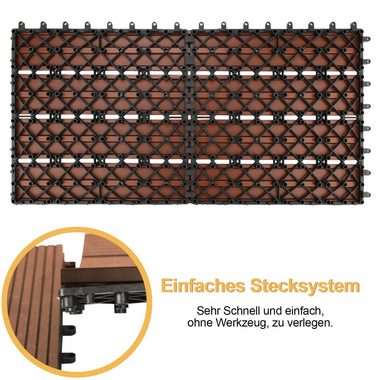 Gimisgu Holzfliesen WPC Fliesen 12 Stück 2m² 60x30 cm Terrassendielen Holzfliesen, mit klicksystem für Terrassen und Balkon
