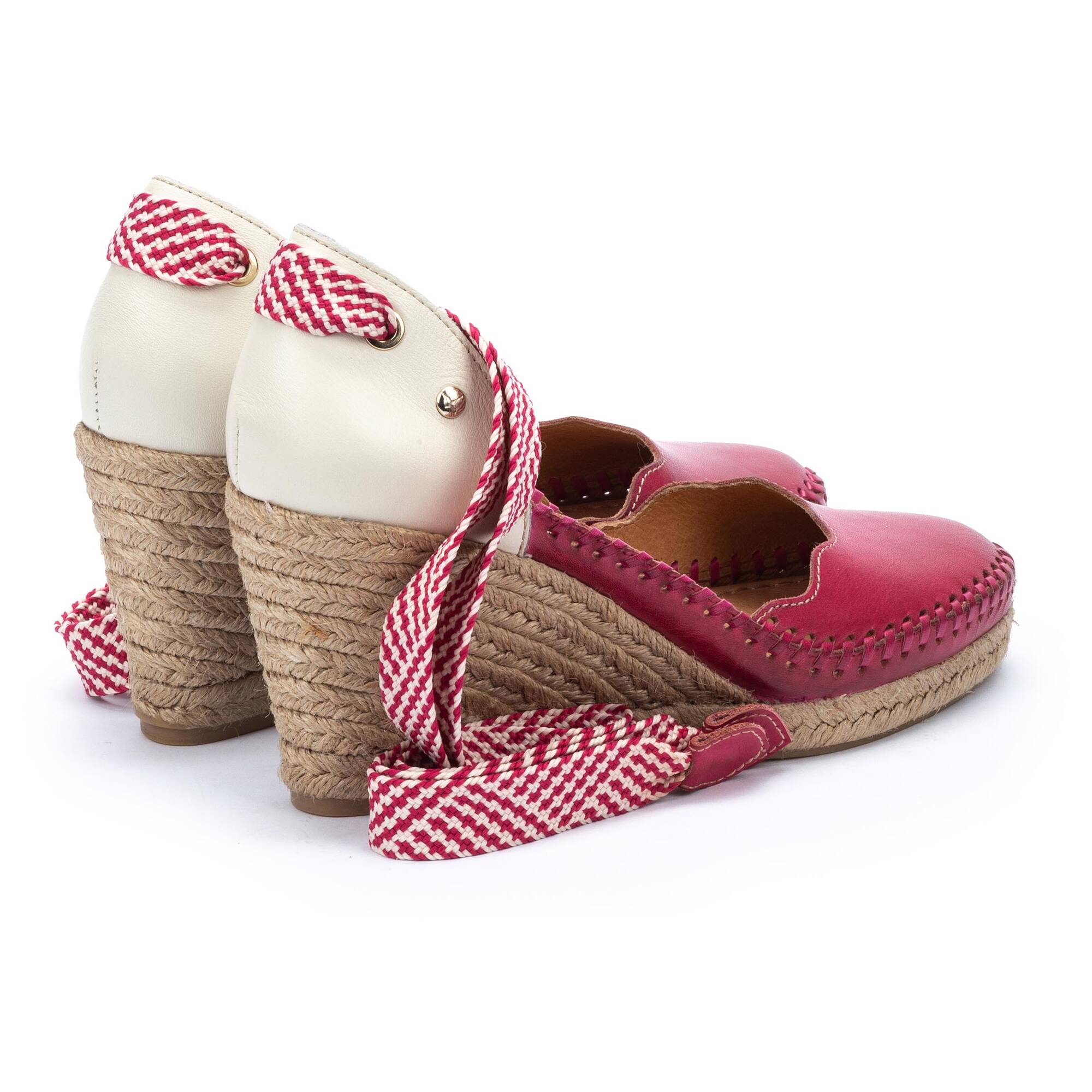 Damskie koturny z juty - FUCHSIA