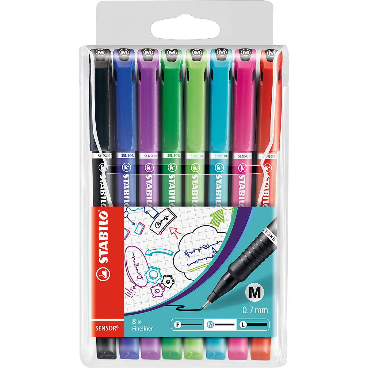 Fineliner SENSOR medium, 8 Farben