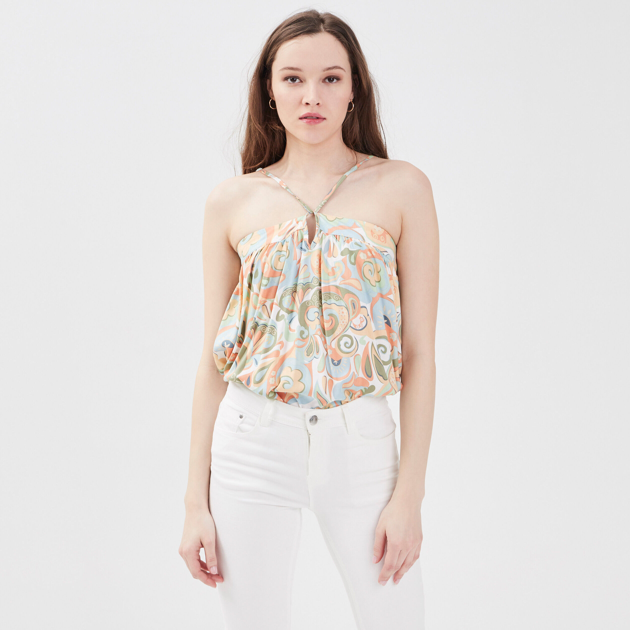 Blouse bretelles fines blanc femme | Cache Cache