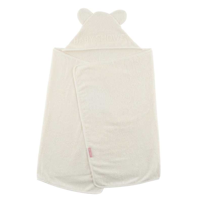 Cape de bain à oreilles Baby Shower écrue