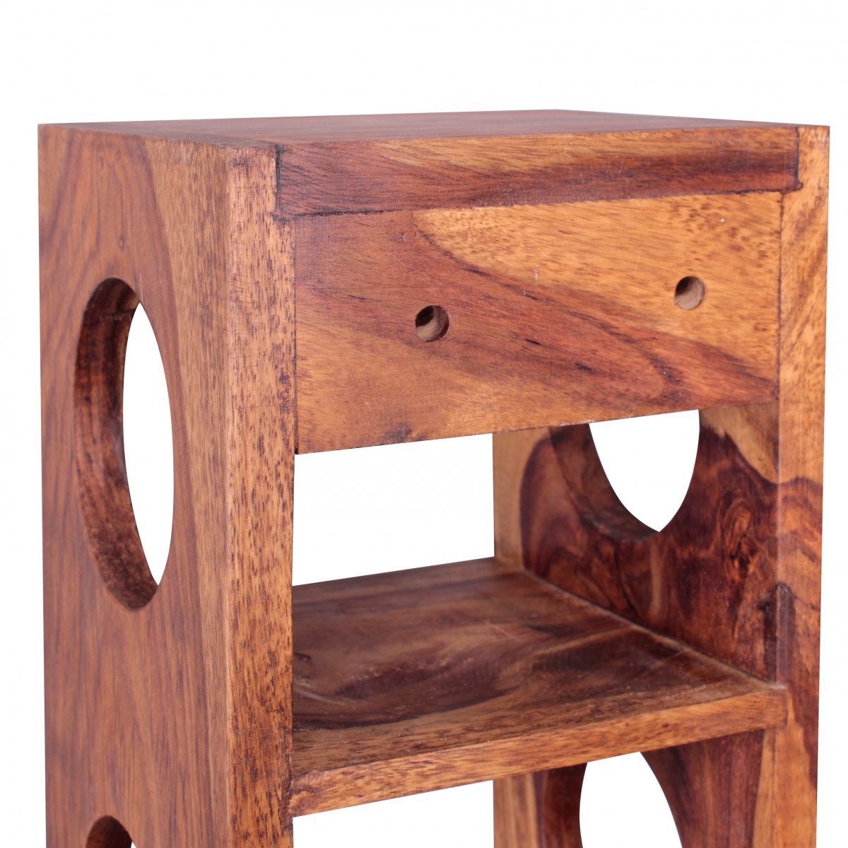 Wohnling Weinregal Massiv-Holz Sheesham Flaschen-Regal Wandmontage für 5 Flaschen Holzregal modern mit Ablage 70 cm