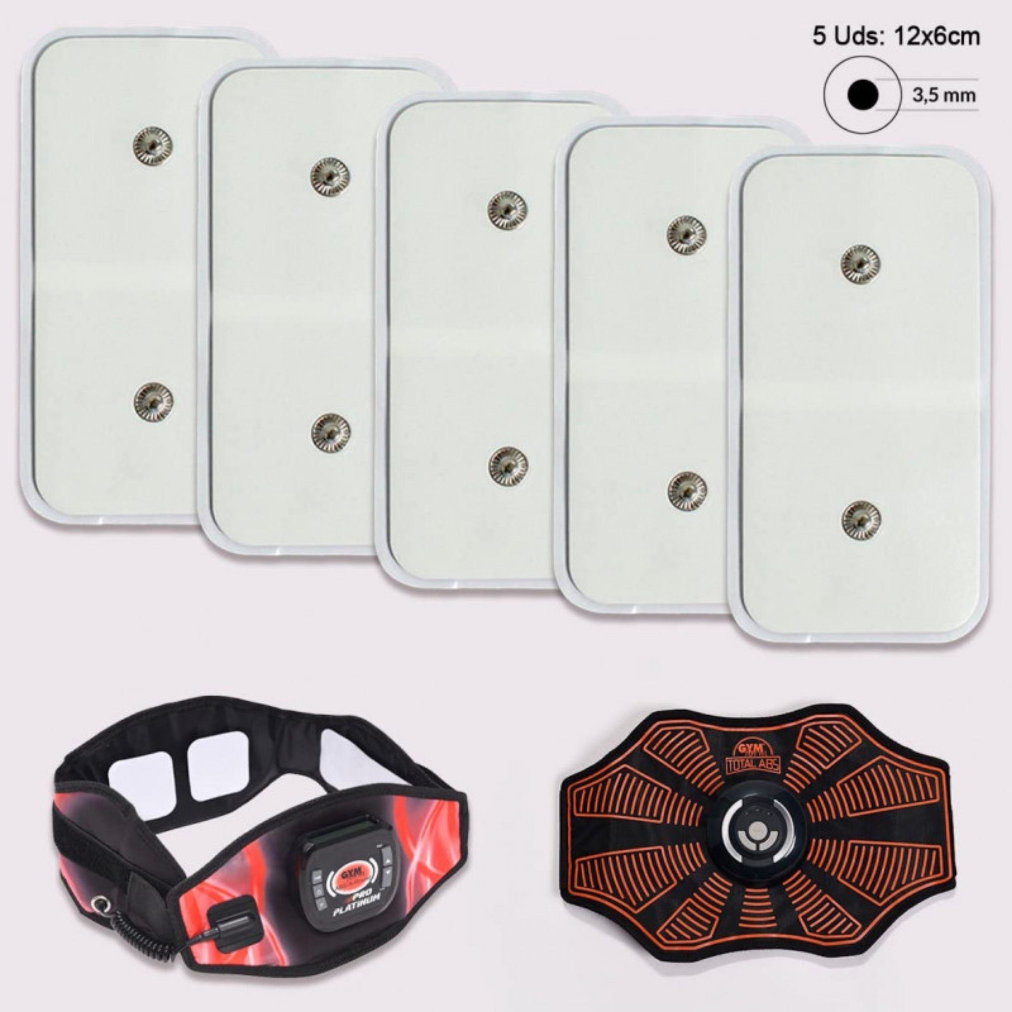 Gymform® EMS-Bauchmuskeltrainer Total Abs Platinum Sport, (Spar-Set, 2-tlg., mit oder ohne extra Universal Ersatzpads), EMS Trainer elektrischer Gürtel - Bauchmuskeltrainer Set