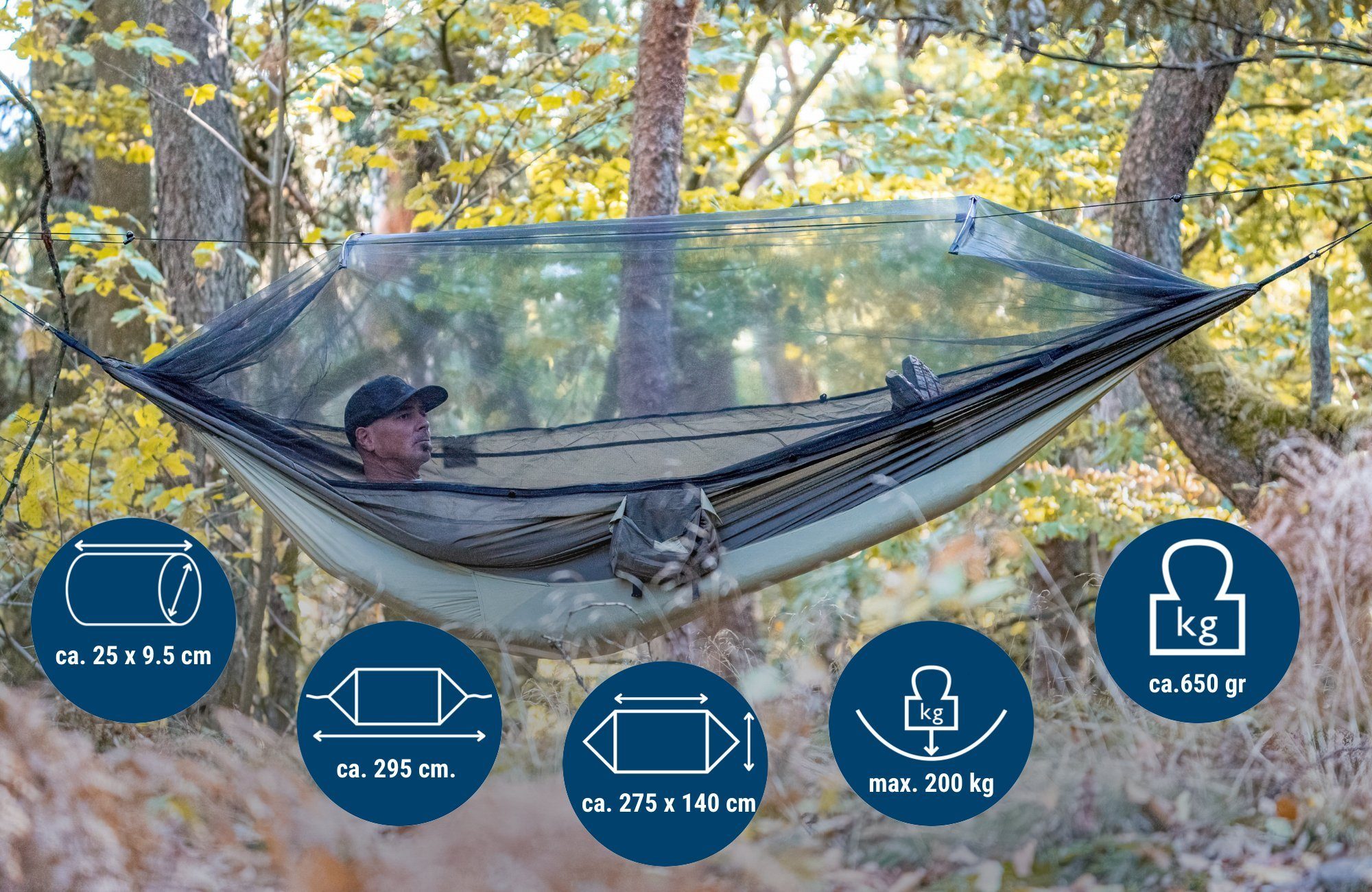 Amazonas Hängematte Moskito Traveller Thermo, Ultra Light Hängematte inkl. Moskitonetz und Isomattenfach