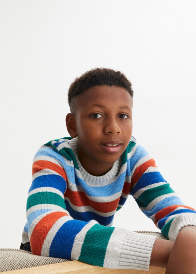 Jungen Strickpullover mit Streifen