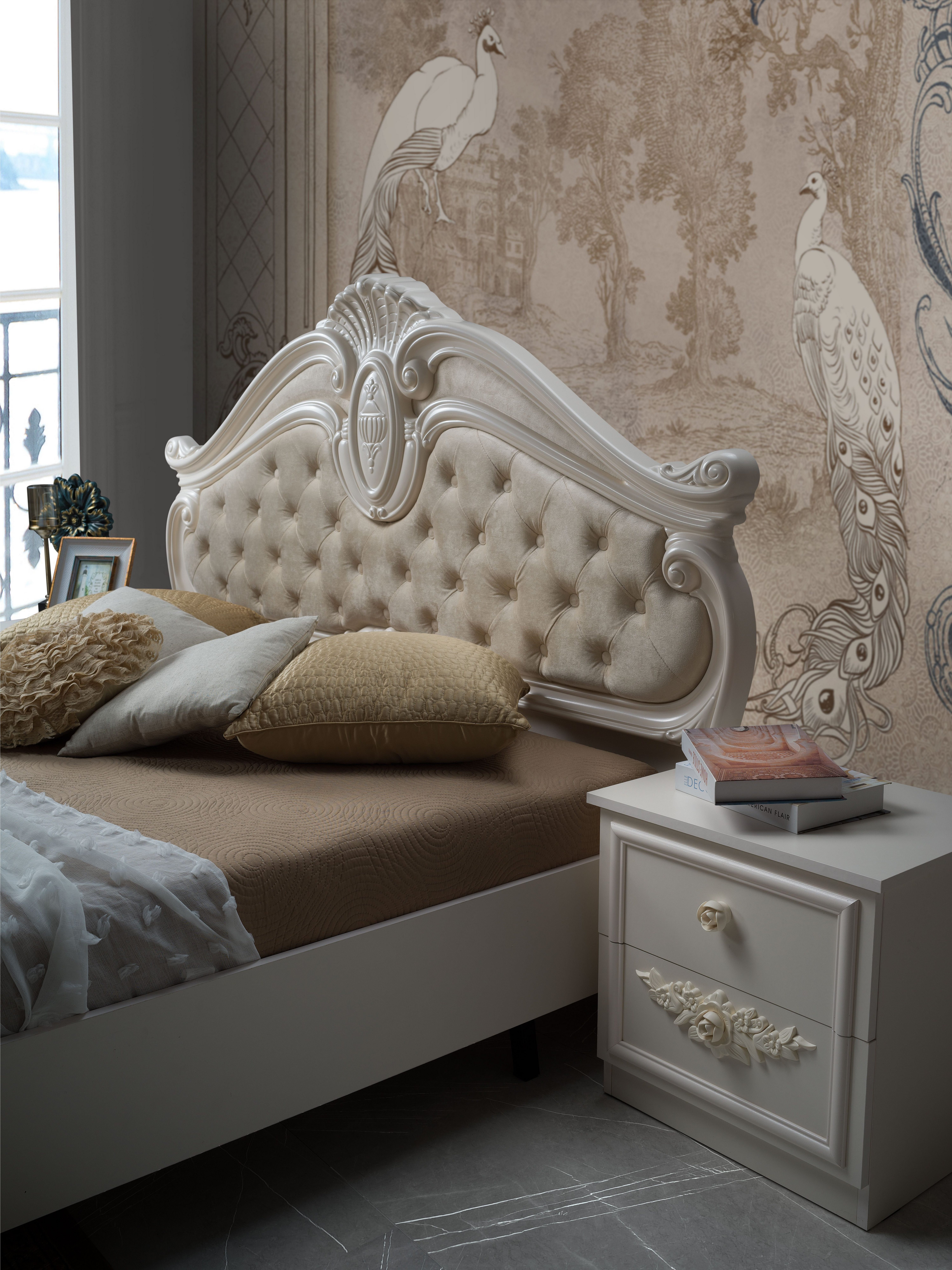 Interdesign24 Schlafzimmer-Set Noana, im klassischen Barock Stil Beige Farben 7-Teilig